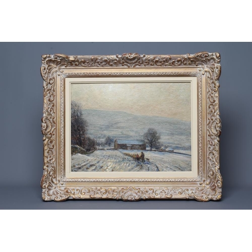 505 - HERBERT F ROYLE (1870-1958) The High Laithe in Winter, signed lower left, oil on board, 12