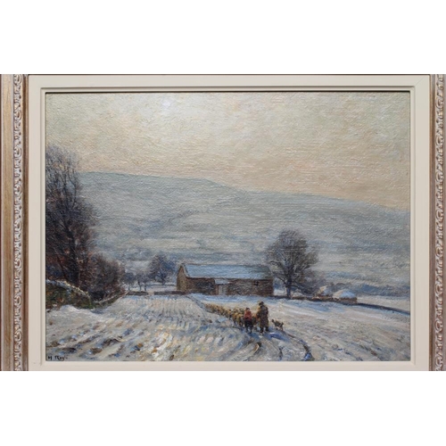 505 - HERBERT F ROYLE (1870-1958) The High Laithe in Winter, signed lower left, oil on board, 12