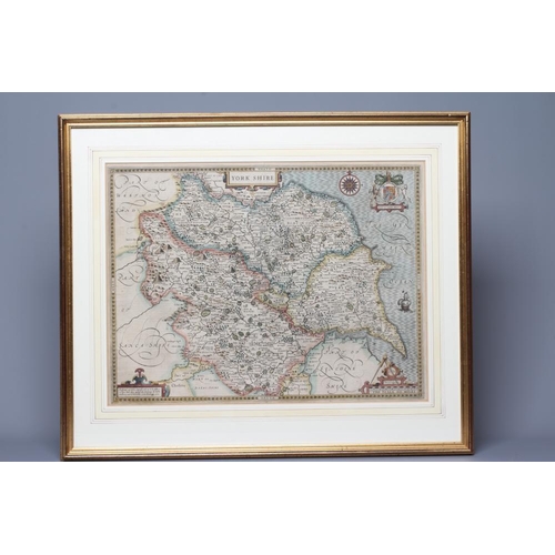 535 - JOHN SPEED (1552-1629) Map of Yorkshire c.1610, engraving with later hand colouring, 25 1/2