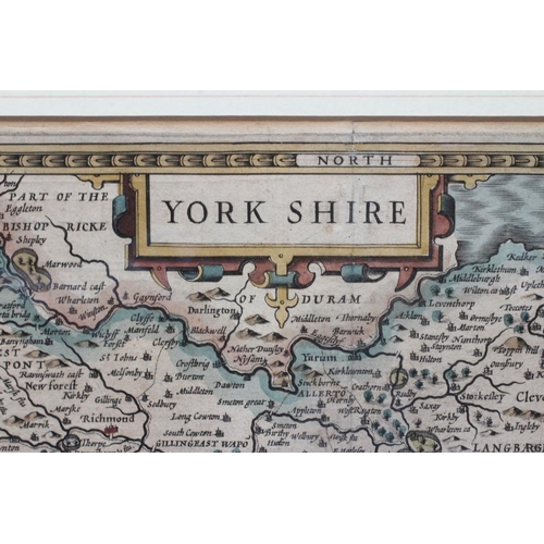 535 - JOHN SPEED (1552-1629) Map of Yorkshire c.1610, engraving with later hand colouring, 25 1/2