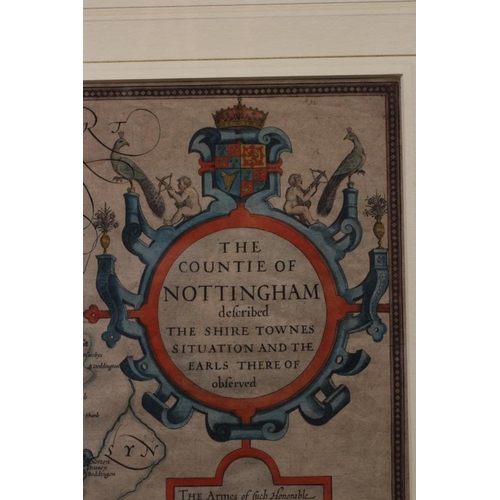 545 - JOHN SPEED, The Countie of Nottingham Described Hand coloured engraved map for John Sudbury and Geor... 