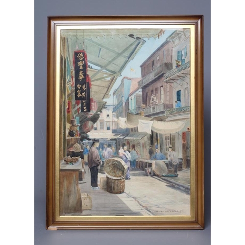 562 - STANLEY INCHBOLD (1856-c.1930) Hong Kong Street Scene, signed lower right and dated '90, watercolour... 