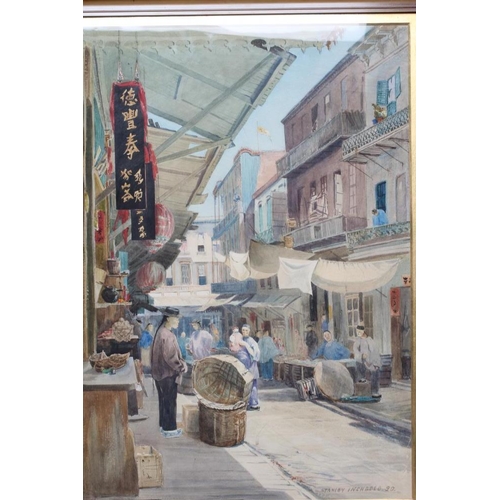 562 - STANLEY INCHBOLD (1856-c.1930) Hong Kong Street Scene, signed lower right and dated '90, watercolour... 