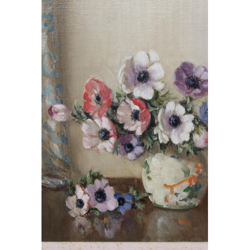 588 - HERBERT DAVIS RICHTER (1874-1955) Still Life of Anemones in a vase, signed lower right, oil on canva... 