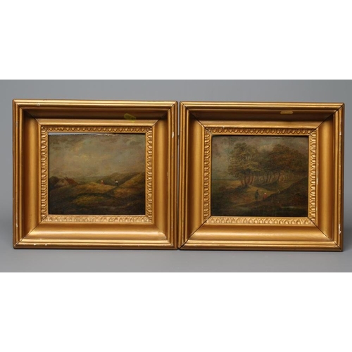 591 - BRITISH SCHOOL (Early 19th Century)
Pair of Rural landscapes, bears inscription in pencil 'George Mo... 