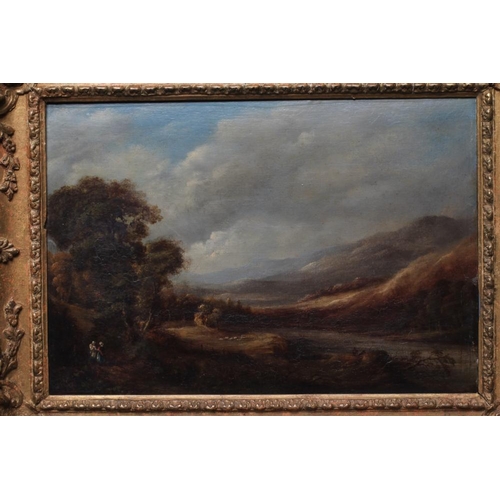 592 - W H PRIOR (1812-1882) Extensive River Landscape, signed lower left and dated 1820, oil on panel, 10 ... 