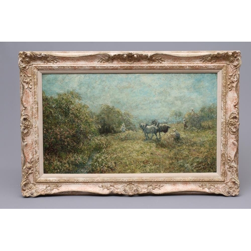 596 - JOHN FALCONAR SLATER (1857-1937) Harvest Time, signed lower right, oil on board, 16 1/2