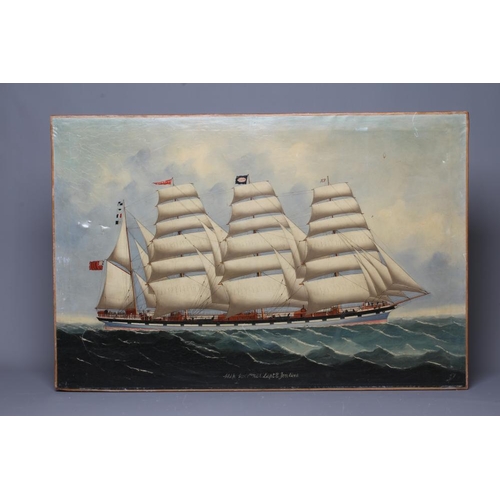 604 - BRITISH SCHOOL (19th Century) Ship Holt Hill Capt. E Jenkins, inscribed with title, oil on canvas, 2... 