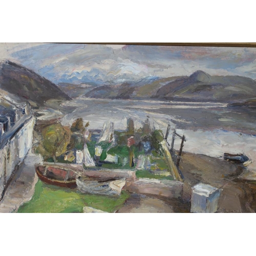 605 - DAVID MCBETH SUTHERLAND (1883-1973) View of Loch Garrou from Plockton, signed lower left, inscribed ... 