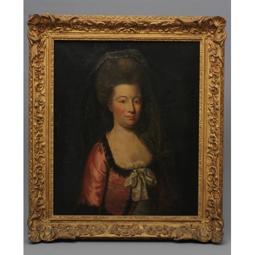 607 - FRENCH SCHOOL (20th Century) Portrait of a lady, half length in late 17th century costume, oil on ca... 