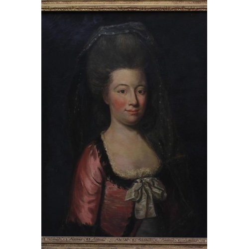 607 - FRENCH SCHOOL (20th Century) Portrait of a lady, half length in late 17th century costume, oil on ca... 