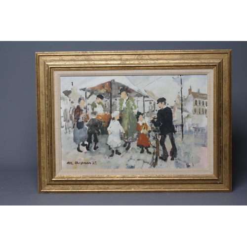 609 - MARGARET CHAPMAN (1940-2000) Market Stall, signed lower left and dated '69, oil on board, 12