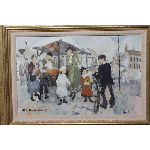 609 - MARGARET CHAPMAN (1940-2000) Market Stall, signed lower left and dated '69, oil on board, 12