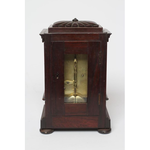 634 - A ROSEWOOD TABLE TIMEPIECE, early to mid 19th century, the single barrel movement with 3