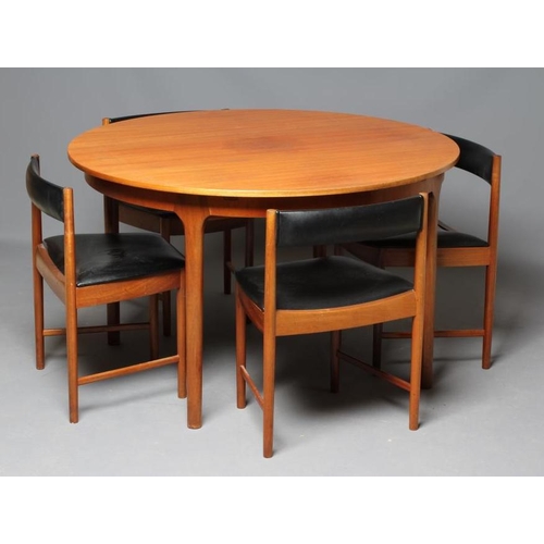 645 - AN H MCINTOSH & CO. KIRKCALDY TEAK DINING SUITE, mid 20th century, the D ended table with single but... 