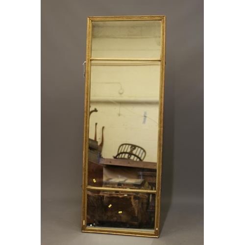 664 - AN EDWARDIAN TRIPLE PLATE GILDED WALL MIRROR, the oblong plates within a chain link moulded gilt ges... 