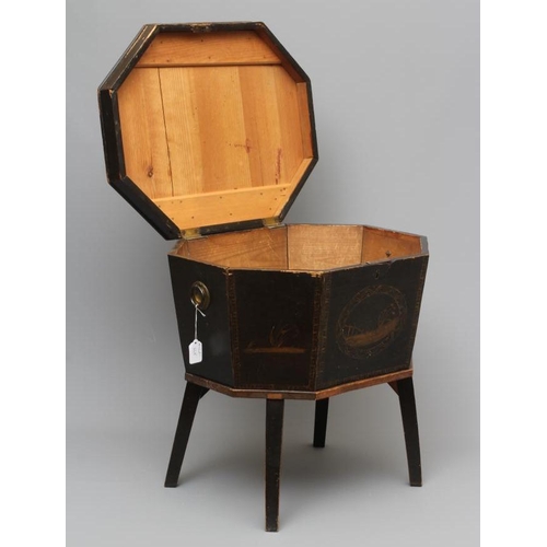 668 - A GEORGIAN MAHOGANY CANTERBURY, early 19th century, of dished oblong form with square section uprigh... 