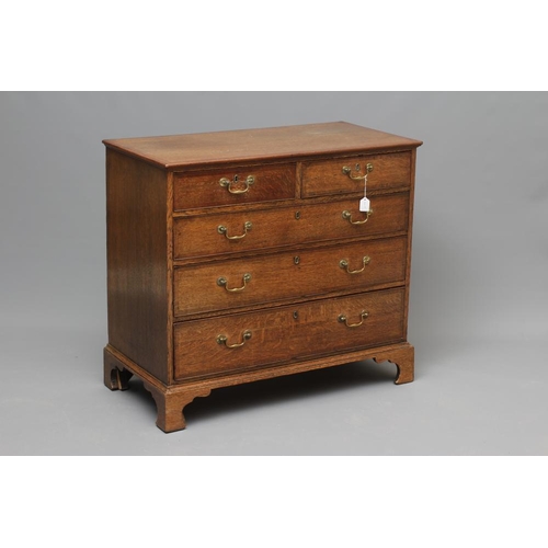 704 - AN OAK AND MAHOGANY BANDED STRAIGHT FRONT CHEST, 19th century, the moulded edged top over two short ... 