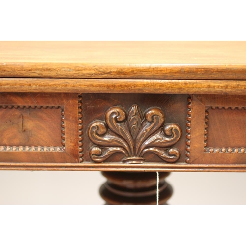 720 - A REGENCY MAHOGANY FOLDING BREAKFAST TABLE, early 19th century, the rounded oblong swivel top over p... 