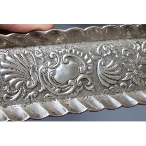 146 - A LATE VICTORIAN SILVER PEN TRAY, maker's mark HM, Birmingham 1894, of rounded oblong form with flut... 