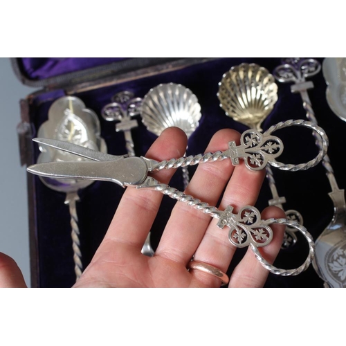 157 - A VICTORIAN SILVER SEVEN PIECE FRUIT SERVING SET by Jehoiada Alsop Rhodes & Barber, Sheffield 1877, ... 