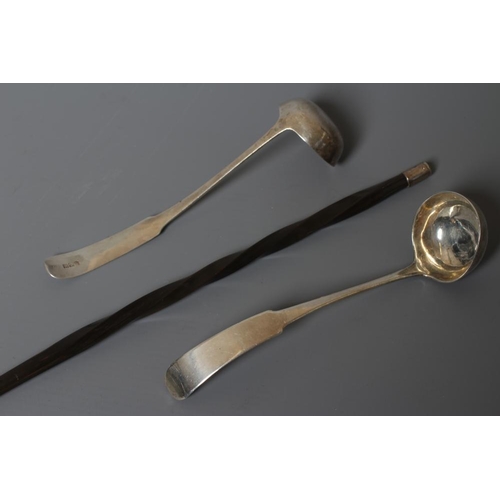 159 - A PAIR OF LATE GEORGE III SCOTTISH SILVER FIDDLE PATTERN CREAM LADLES probably by George Fenwick, Ed... 