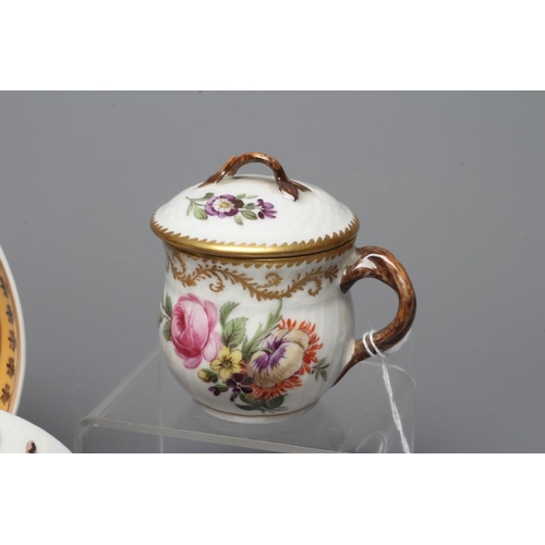 16 - A COLLECTION OF CONTINENTAL PORCELAIN comprising a flower encrusted Meissen cabinet cup and saucer o... 