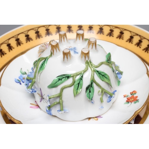 16 - A COLLECTION OF CONTINENTAL PORCELAIN comprising a flower encrusted Meissen cabinet cup and saucer o... 