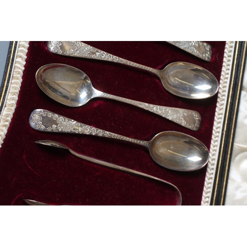 160 - A SET OF TWELVE EDWARDIAN SILVER TEASPOONS AND MATCHING SUGAR TONGS by Wakely & Wheeler, London 1909... 