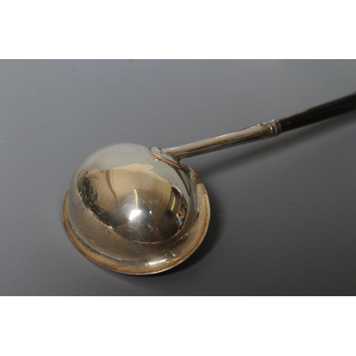 161 - A GEORGE III SILVER TODDY LADLE, maker's mark JS, London possibly 1792, the plain oval bowl on a twi... 