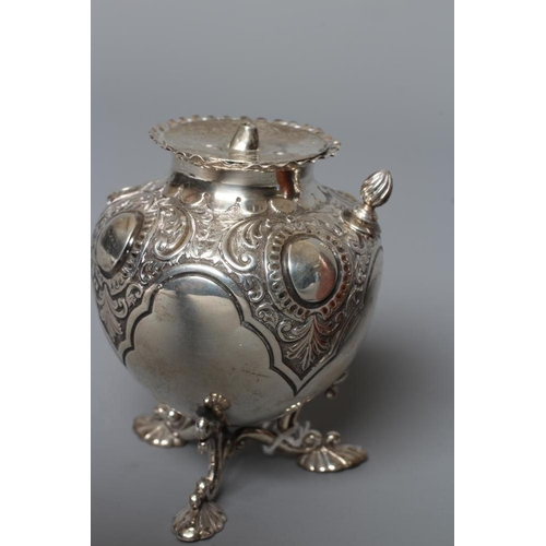 165 - A LATE VICTORIAN SILVER TABLE LIGHTER by Sam. W. Smith, Birmingham 1893, of rounded conical form cha... 