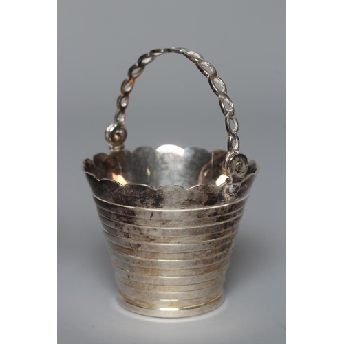 176 - A LATE VICTORIAN SILVER CREAM PAIL by Levi & Salaman, Birmingham 1899, of flared cylindrical form pi... 