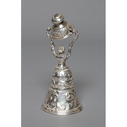 185 - A HANAU SILVER WAGER CUP TABLE BELL by Simon Rosenau, 930 standard, London 1881 imported by David Br... 