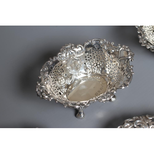 188 - A SET OF FOUR LATE VICTORIAN SILVER BON-BON DISHES by Deakin & Francis, Birmingham 1894, of rounded ... 