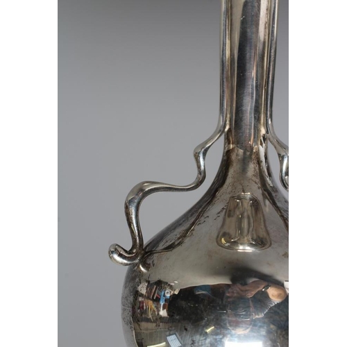 209 - AN EDWARDIAN SILVER VASE by Walker and Hall, Sheffield 1909, the thistle shaped bowl issuing from a ... 