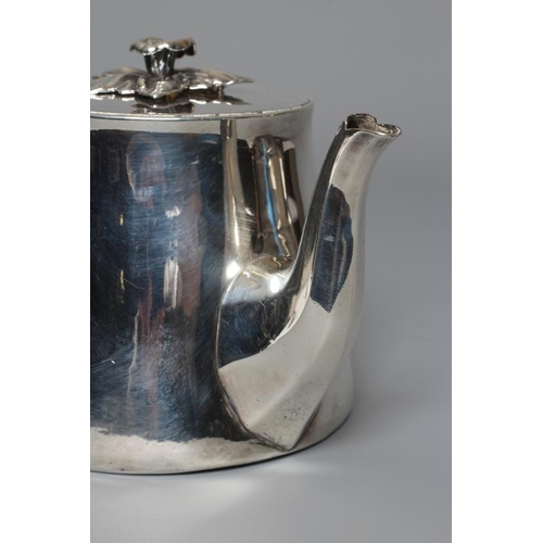 215 - A GEORGE IV SILVER TEAPOT by Robert Garrard, London 1827, of plain tapering cylindrical form with sl... 