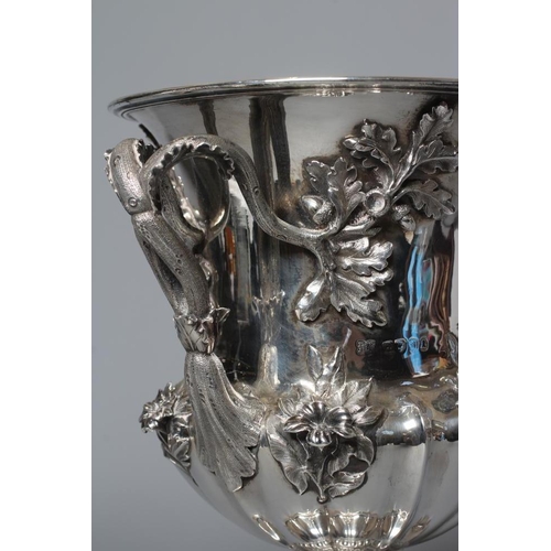 217 - A WILLIAM IV SILVER TWO HANDLED TROPHY CUP by The Barnards, London 1833, the bell bowl with lobed lo... 