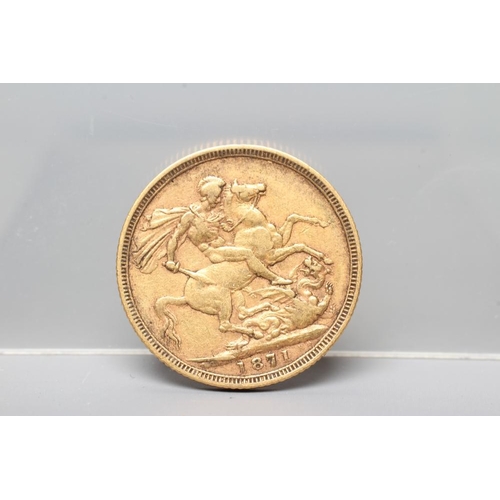 231 - A VICTORIA YH SOVEREIGN, 1871, 7.7g (Est. plus 20% premium)