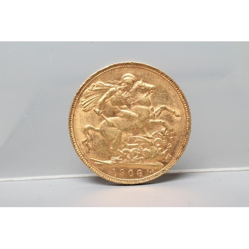 244 - AN EDWARD VII SOVEREIGN, 1908, 8g (Est. plus 20% premium)