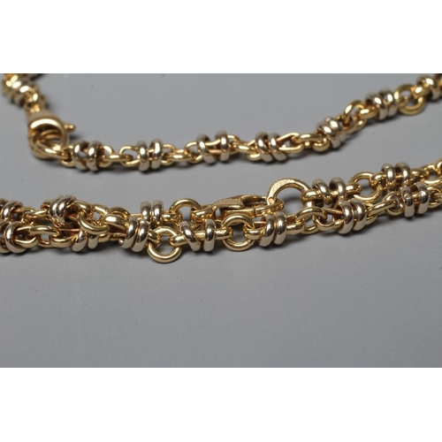 255 - A NECKLACE AND MATCHING BRACELET, both stamped 18k, with lobster clasps, 39.7g total (Est. plus 24% ... 