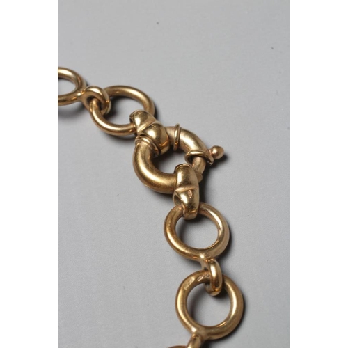 286 - A CHAIN BRACELET stamped 375, the plain circular links with spring ring fastener, 21.2g