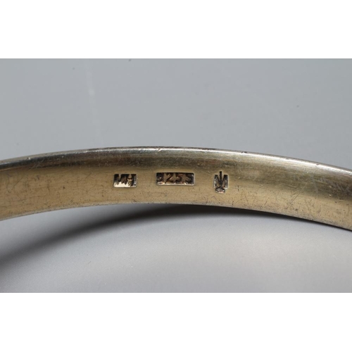 294 - A NORWEGIAN SILVER GILT BANGLE BY MARIUS HAMMER with orange guilloche enamelling, stamped 925S, MH (... 