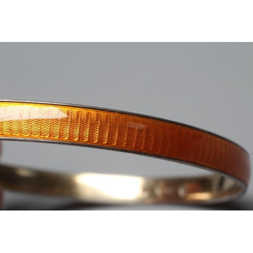 294 - A NORWEGIAN SILVER GILT BANGLE BY MARIUS HAMMER with orange guilloche enamelling, stamped 925S, MH (... 