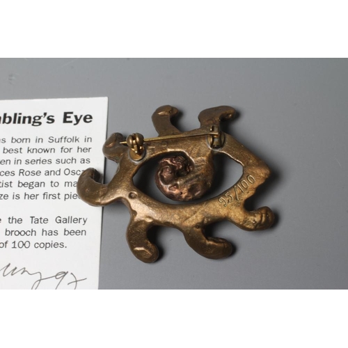 308 - MAGGI HAMBLING - EYE BROOCH, in bronze, number 95 of a limited edition of 100, engraved edition, wit... 