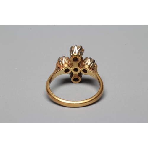 356 - A FIVE STONE DIAMOND RING, the old brilliant cut stones each of approximately 0.25cts, claw set to a... 