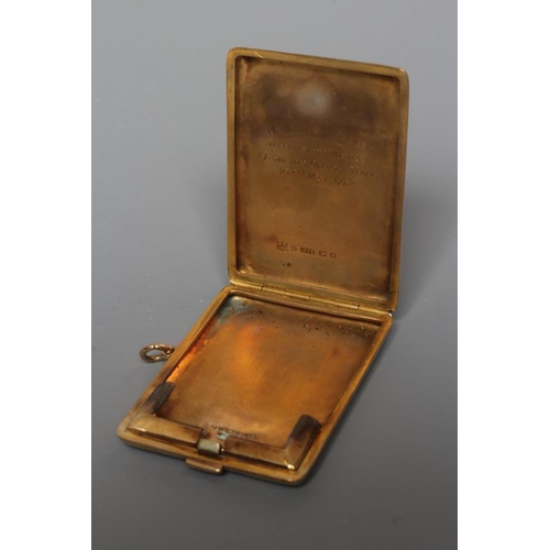 99 - A 9CT GOLD MATCH BOOK CASE by Wm. Neale & Son Ltd., Birmingham 1926, of plain oblong form with all-o... 