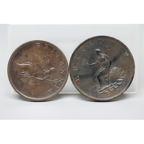 226 - TWO GEORGE III HALFPENNIES, 1799 and 1806 (Est. plus 24% premium inc. VAT)