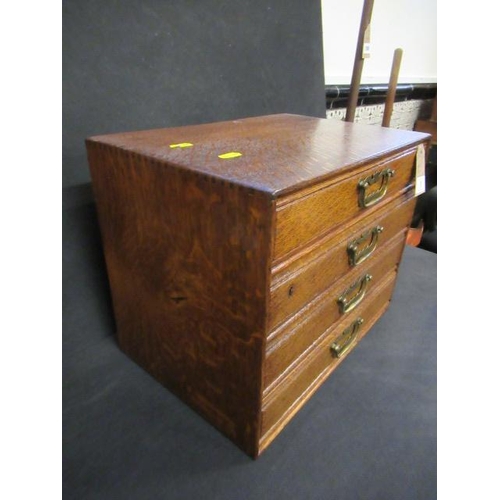 1 - OAK FOUR DRAWER STATIONERY CABINET