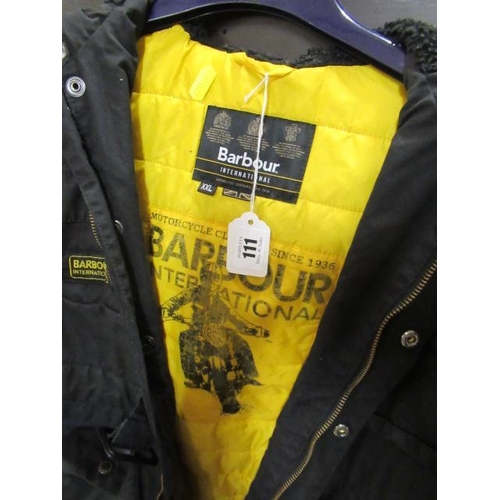 111 - BARBOUR INTERNATIONAL WAXED BLACK JACKET SIZE CHILD XXL