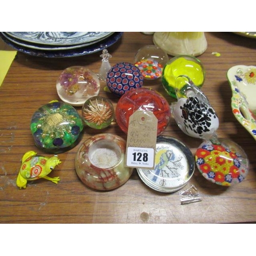 128 - QUANTITY OF GLASS PAPERWEIGHTS ETC